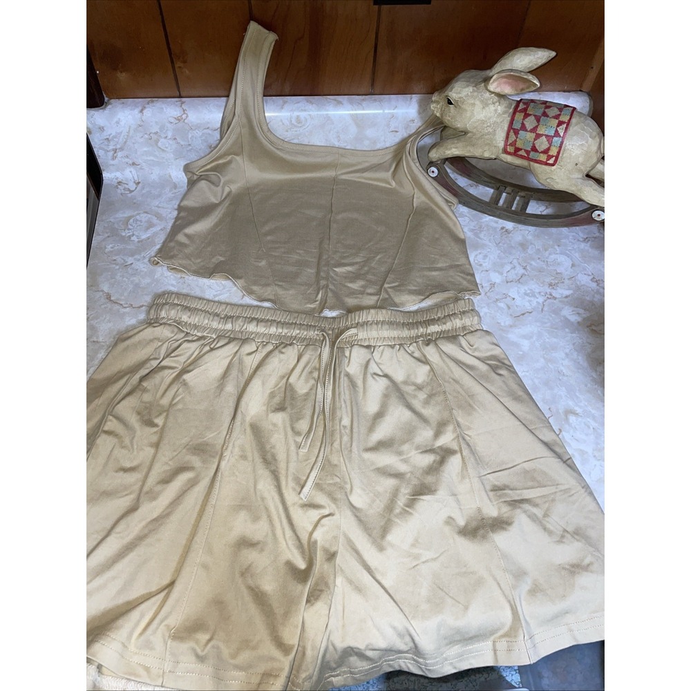 NWOT Two Piece Casual Bedtime Sleep Night Shorts and Cropped Tank Tank XL